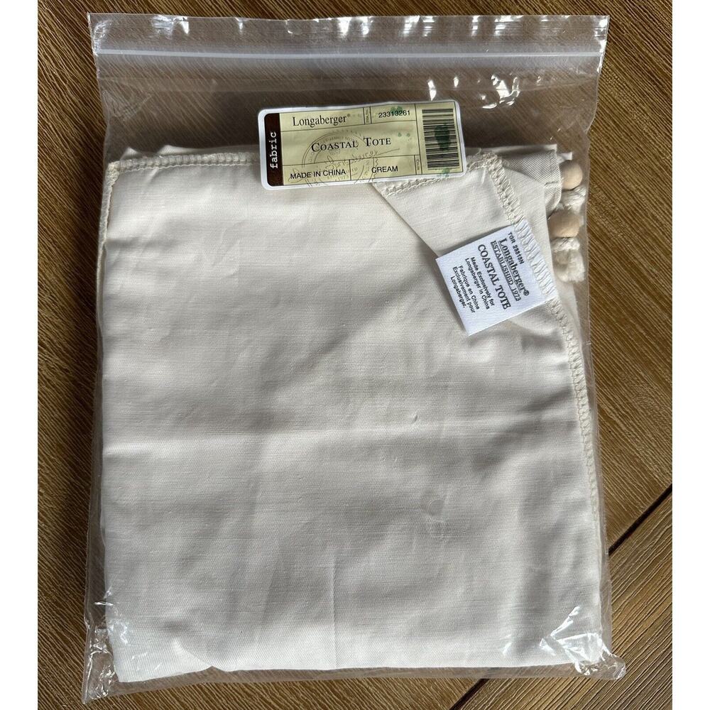 Longaberger Coastal Tote Basket Liner-Cream Fabric